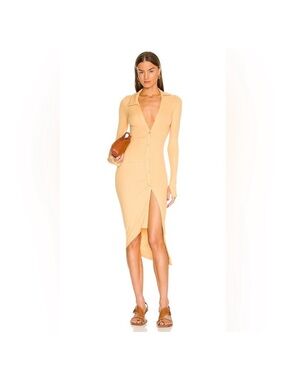 Alix NYC Lanett Long Sleeve Ribbed Asymmetrical Dress Buttier Small